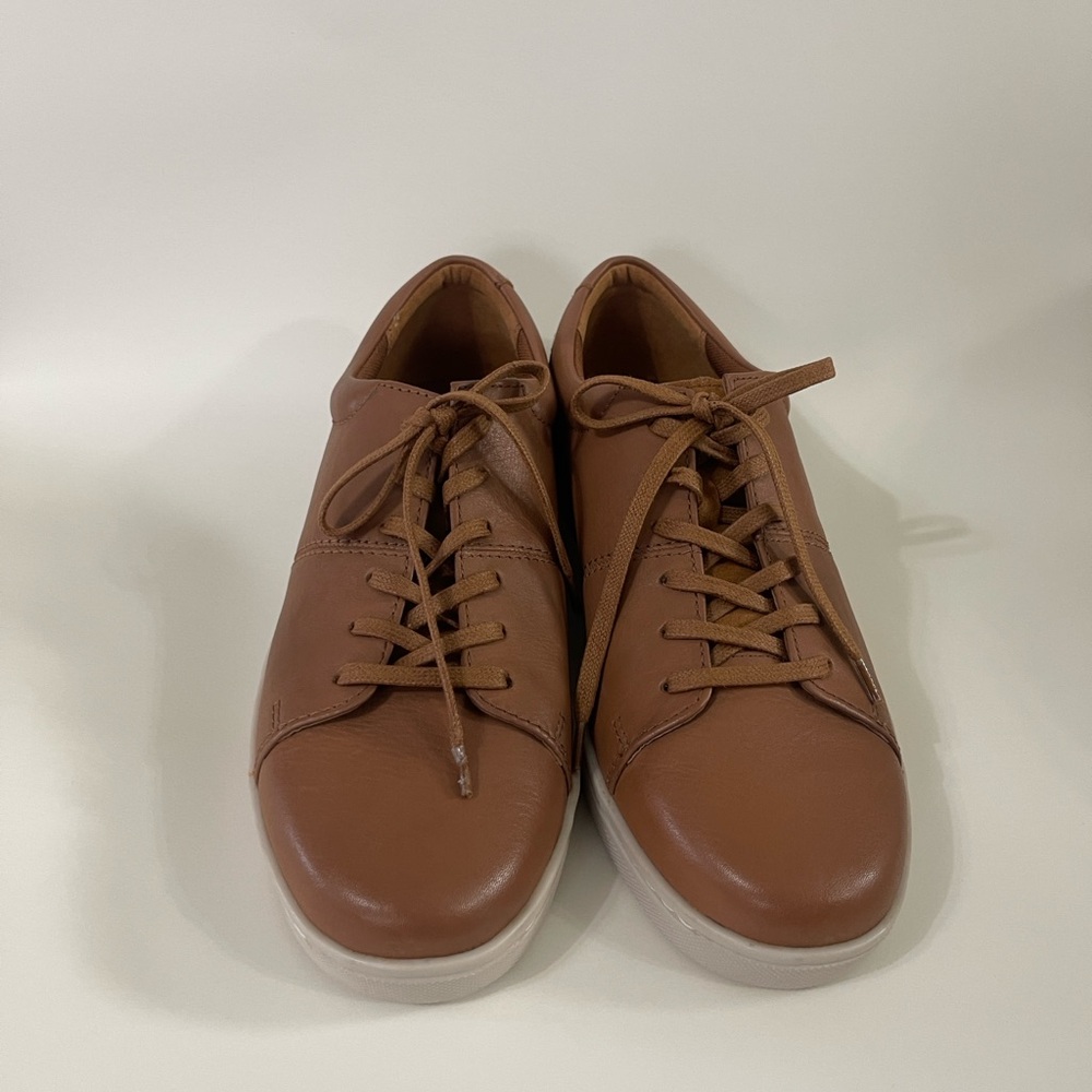 Clarks Mens Kitna Vibe Tan Leather Casual Sneakers Shoes New sz 10 - Picture 3 of 9